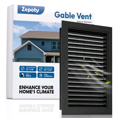 Zepoty 12''x18'' Aluminum Gable Vent Black Shed Attic Wall Vent New