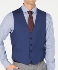 Calvin Klein Mens Slim fit Wool Suit Vest XL Blue Solid 125