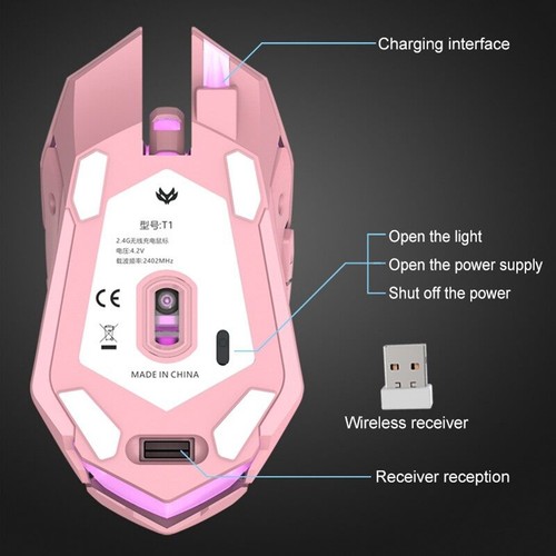 Mouse 2.4G Computer Mouse Laptop USB Rechargeable Mute Backlit Mouse Cute6329 - Afbeelding 5 van 7