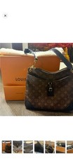 Louis Vuitton Monogram Shoulder Bag Brown Black Gold Hardware Buckle Accent