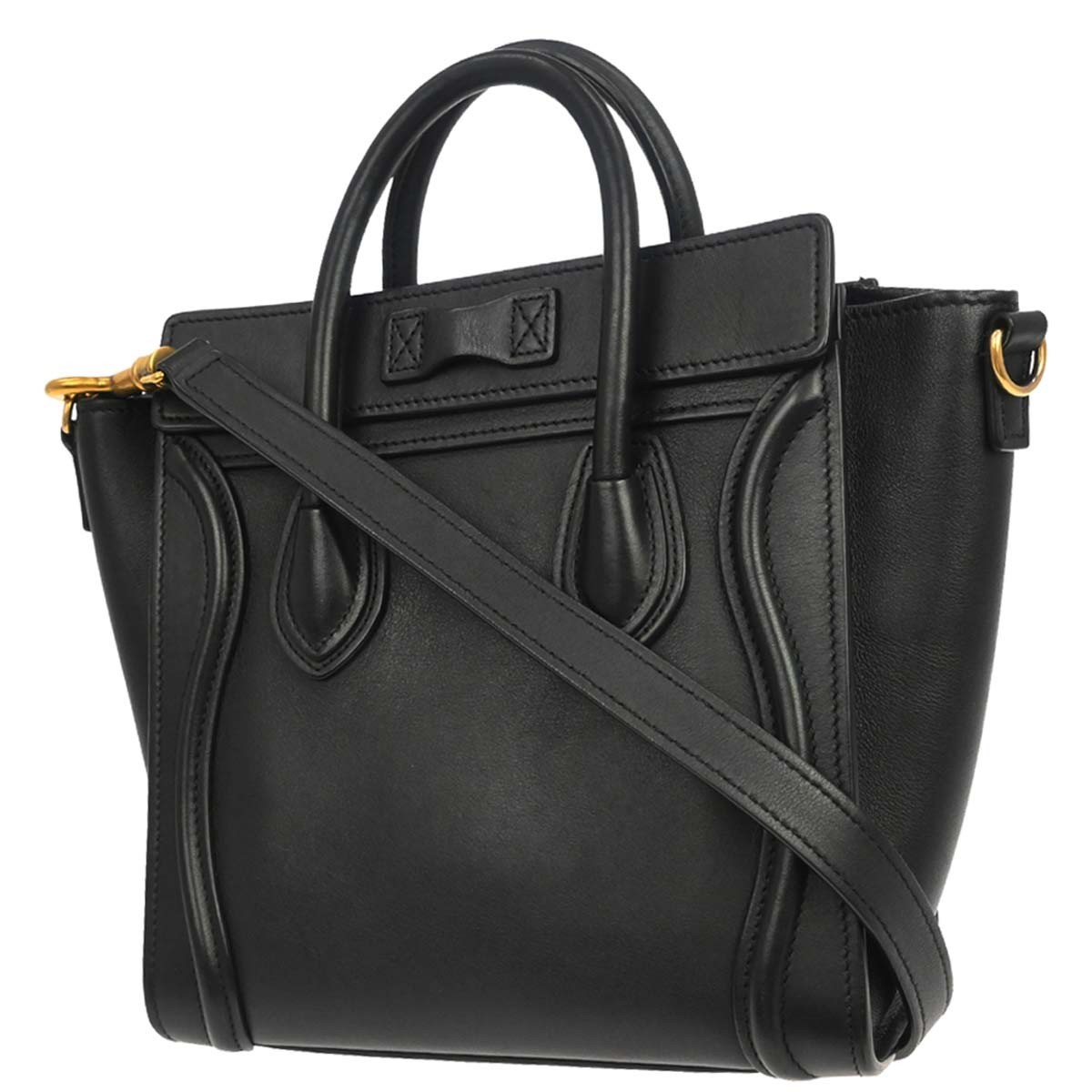 Celine Black Leather Nano Luggage Tote Bag S-AT-0139 S-CU-0149