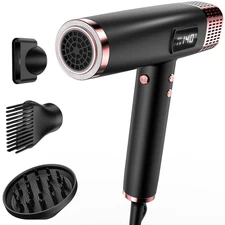 Dual Voltage Ionic Hair Dryer with Diffuser - 1875W High-Speed Black-hd02
