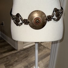 Chicos Metal Medallion Black Woven Steampuke Belt