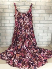 Kasper Tiered Long Maxi Dress Sleeveless Tank Style Womens 10 Floral Multi Lined