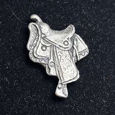 VTG Western Cowboy Cowgirl Rodeo Silver Tone Saddle Button Cover