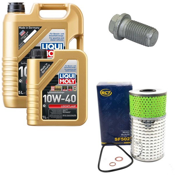 MotoröL Filter Set 10W-40 Liqui Moly 6 Liter + Schraube FüR Mercedes 190 W201-image