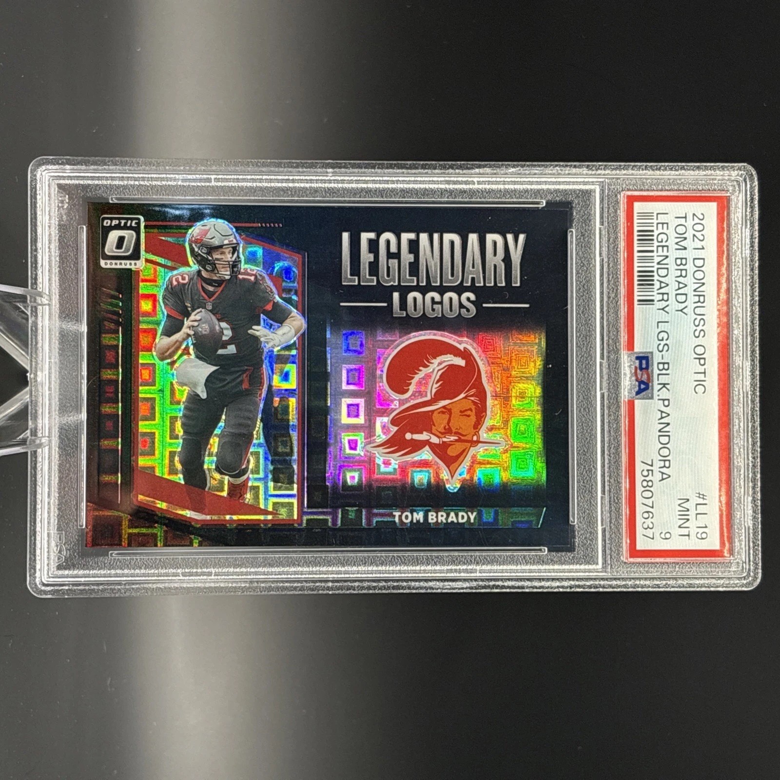 2021 donruss optic Tom Brady Legendary Logos Black Pandora 6/25 PSA 9. GOAT!!