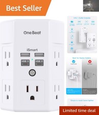 Multi-Plug Outlet Extender with Surge Protection  4 USB Ports - Wall Mountable