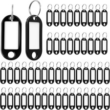 50 Pack Plastic Key Tags, Flexible Key Labels with Split Ring Label Window, Key