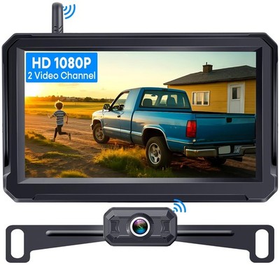 Wireless Backup Camera for Trucks: 5 Inch 1080P HD Display, Backup Camera for...