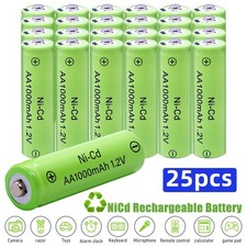 25PCS/50PCS AA Ni-Cd Rechargeable Batteries 1.2V1000mAh 600 Times Cycle