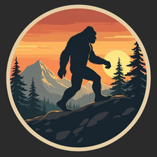 Bigfoot sticker vinyl decal cryptid believer comic mountain woods nature