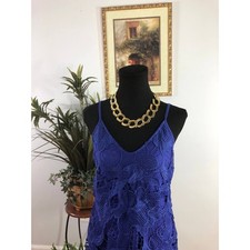 Express Bodycon Dress Women's Size SP Blue Sleeveless V Neck Romantic Peasant