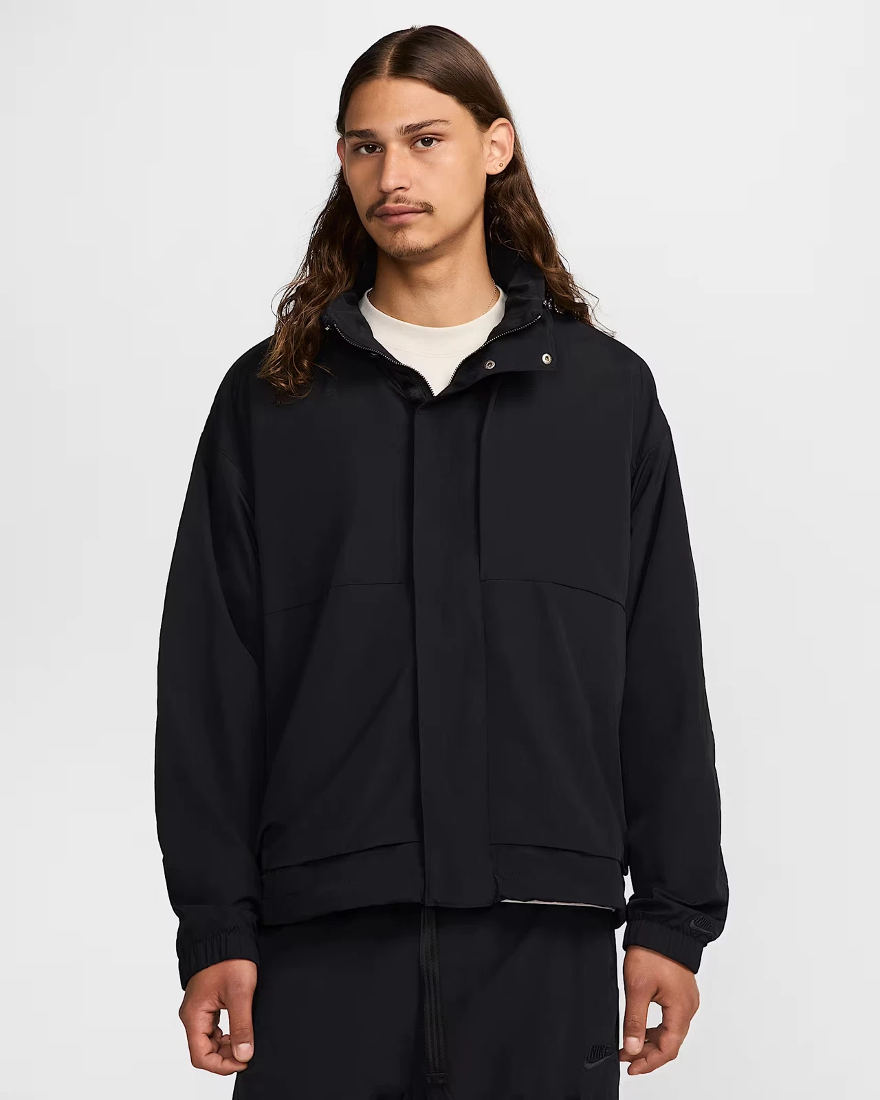 Nike Men's L Rain UPF 40+ Tech Jacket Black Hidden Hood FZ0714-010 MSRP $225