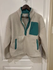 WILO The Label women’s Fleece Pullover Size Small Ivory And Green