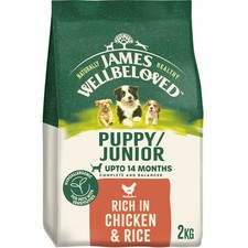 2kg James Wellbeloved Natural Puppy Complete Dry Dog Food Chicken & Rice 6.82 per kilo