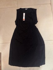 Black Solid Pattern Sleeveless Knee Length Dress Regular Size M
