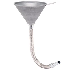 Steel Bendable Spout Wide Mouth Funnel with Filter and 14.5" Silver-gray 