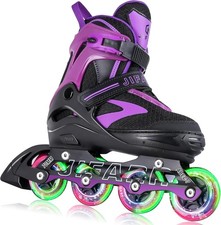 Kids Adjustable Inline Skates W/ Light Up Wheels Boys Girls Ages 5-8 8-12 Youth