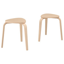 Neu IKEA KYRRE stapelbare Holzhocker Birkenoptik leichte Sitzfläche 2er Set
