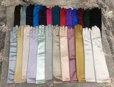 15" Long Stretch Satin Glove Spandex.Bridal Wedding. Prom.Halloween. 