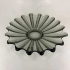 Vtg Low Console Bowl 1960s Smoke Gray Glass 9” Wide Celestial by Federal Glass
