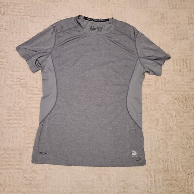 Nike Pro Combat Fitted Dri Fit Active Work Out Mesh Back T Shirt Size Large 