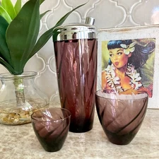 💜 VINTAGE HAZELWARE MOROCCAN AMETHYST PURPLE COCKTAIL SHAKER- EXC PRICE 💜