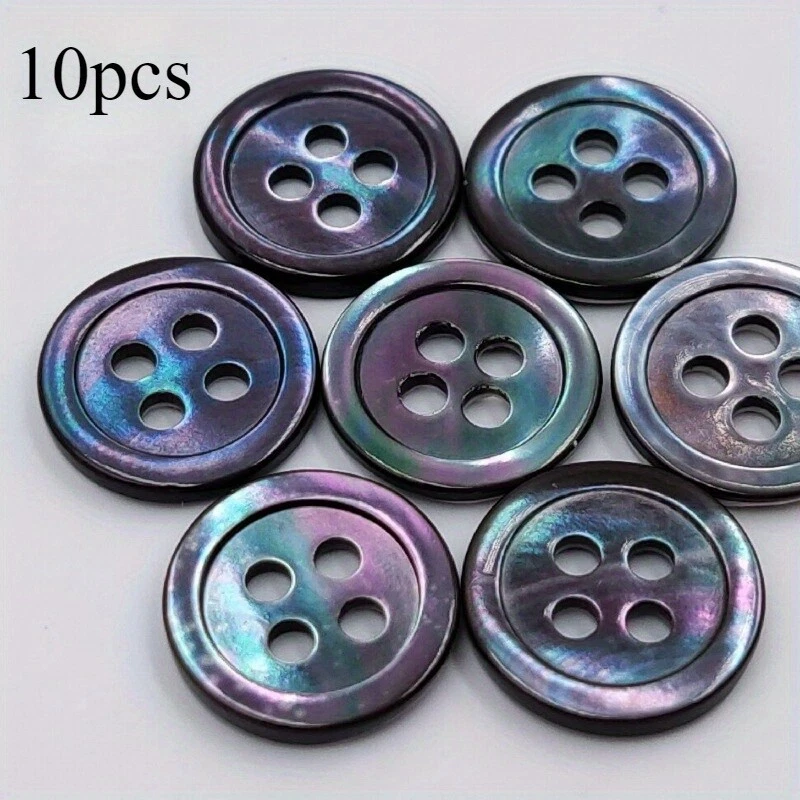 10pcs Natural Shell 4-hole Flat Button Garment DIY Shirt Coat Sewing Craft - Image 3 of 4