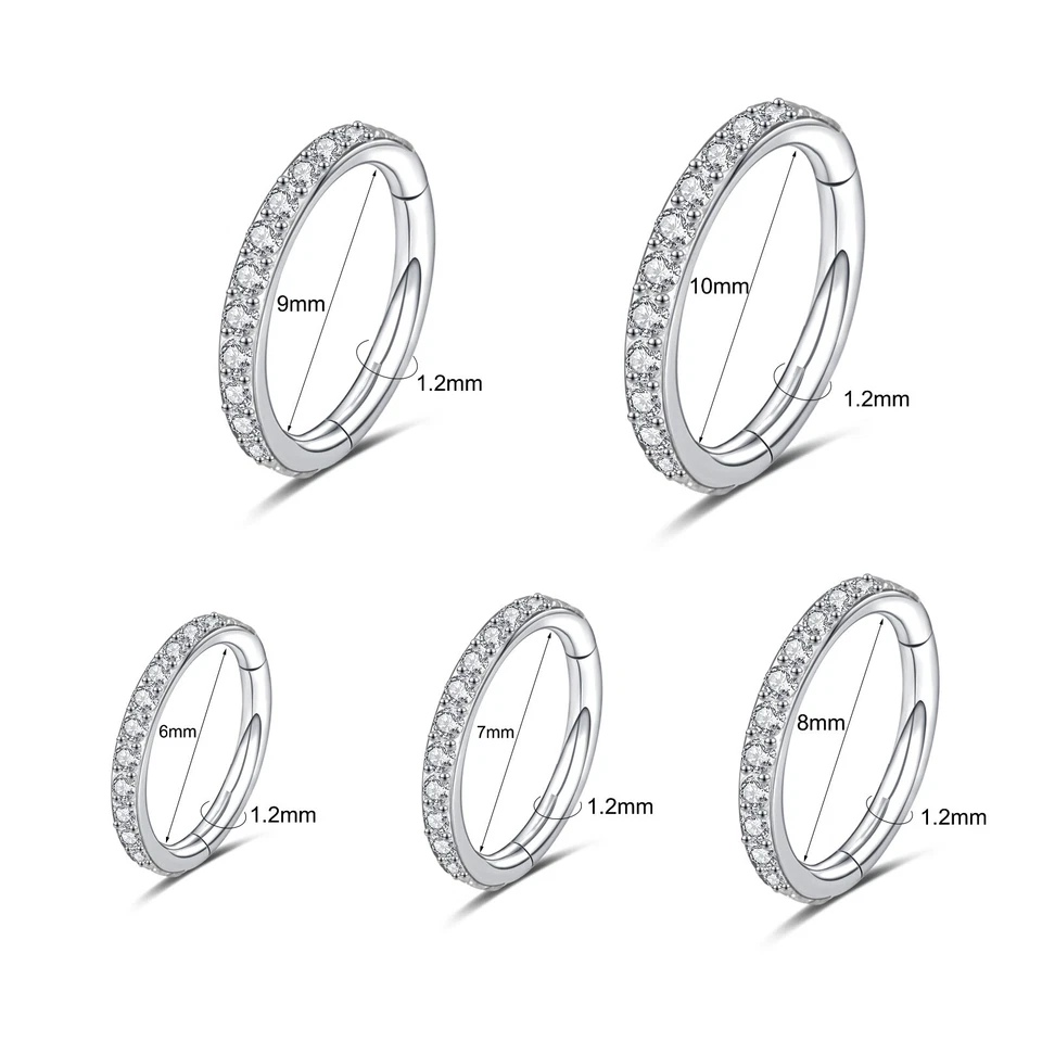 1 Pc Surgical Steel Nose Ring Hoop Septum Piercing CZ Cartilage Earrings Jewelry - Image 3 of 4