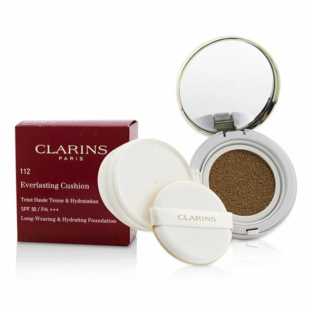 Clarins Foundation SPF 50 #112 Amber EVERLASTING CUSHION 0.5 Oz 13 ML