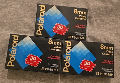 Polaroid 8mm P6-30 MP  Video Cassette - NEW in sealed package SET OF 3