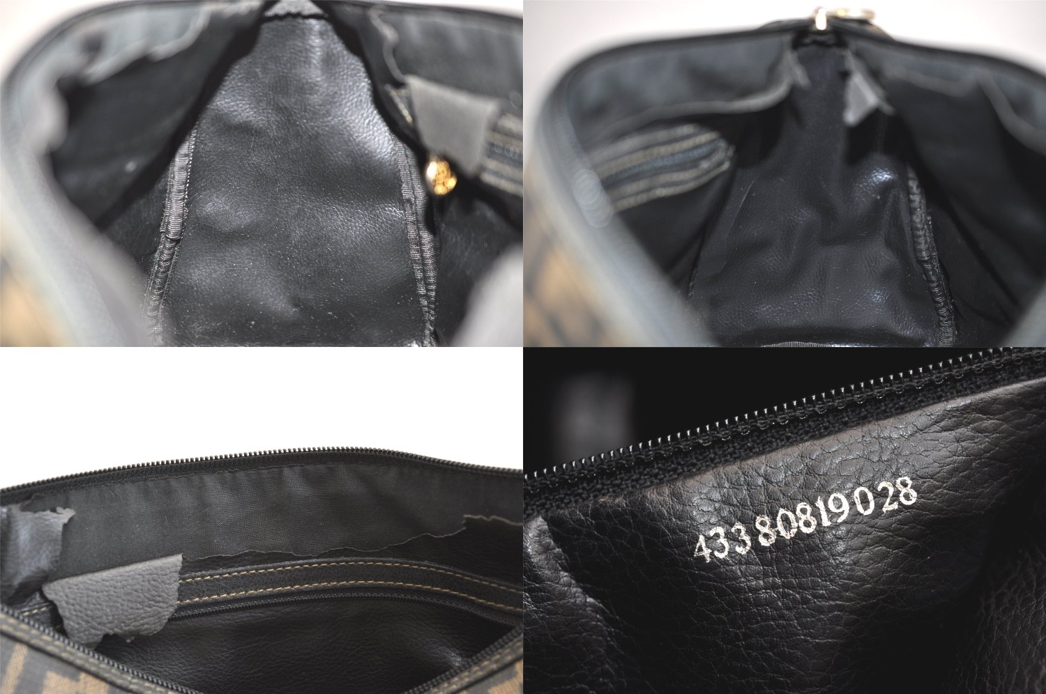 Authentic FENDI Vintage Zucca Boston Hand Bag PVC Leather Brown Black Junk 4777N