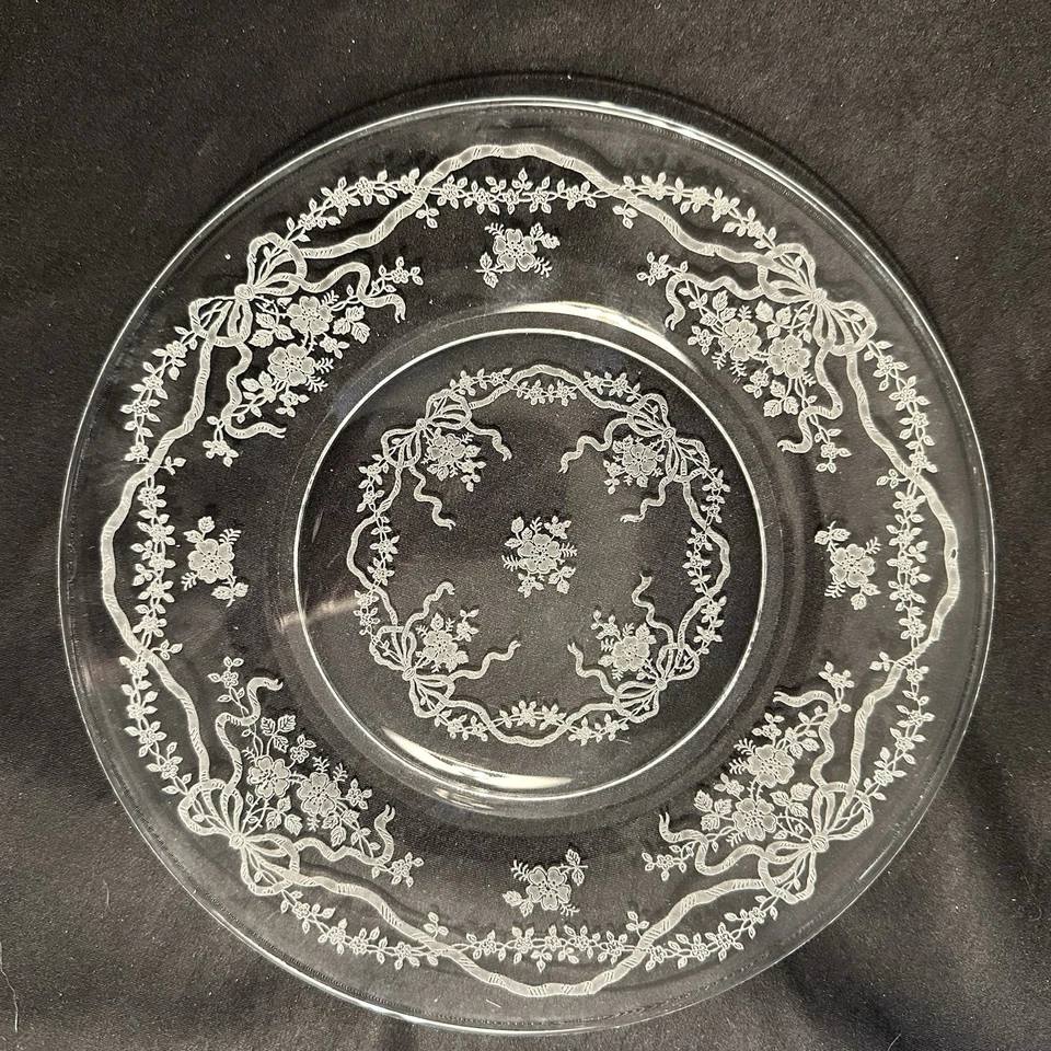 Fostoria Corsage Clear Salad 7 5/8” or Romance Luncheon 8 5/8" Plate(s) VTG Etch - Image 2 of 4