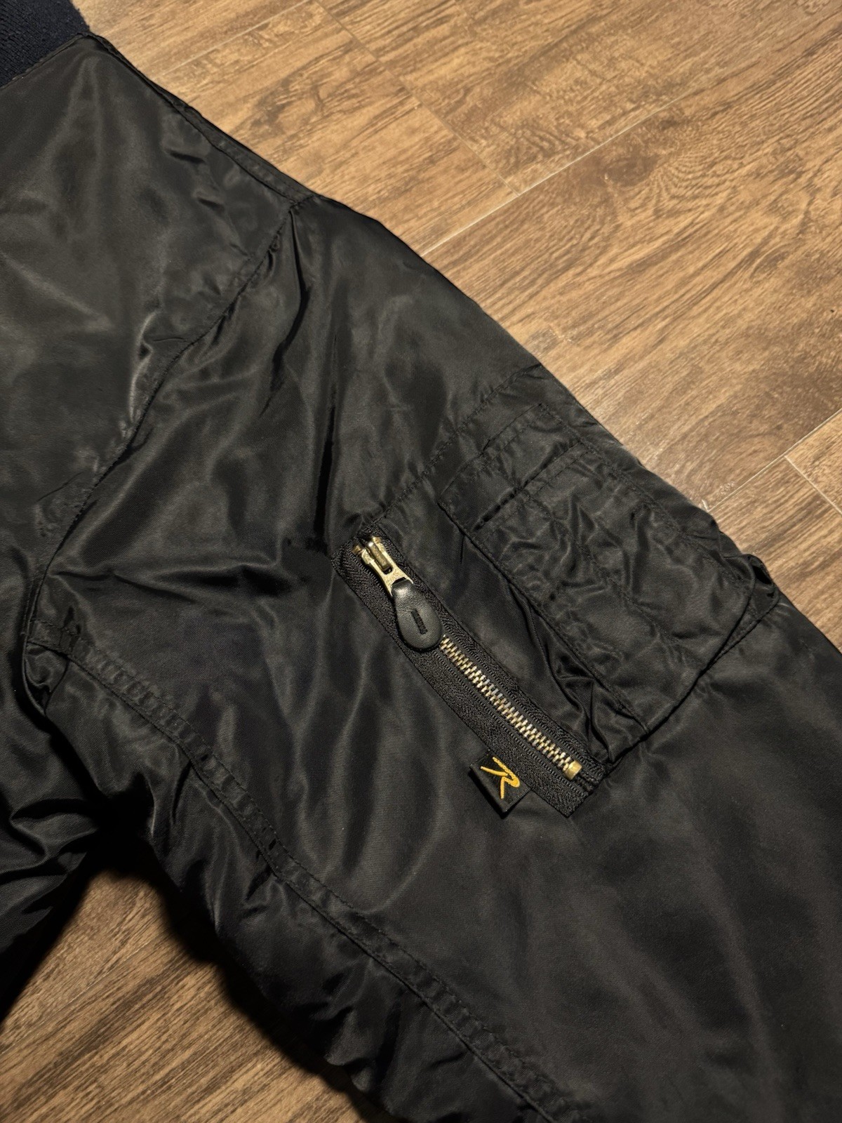 90s vintage Alpha Industries Black MA-1 Flight Bomber… - Gem