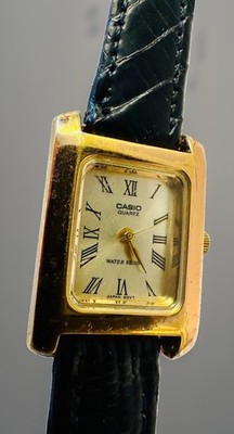 Vintage Casio LTP-069 Ladies Tank Style Gold Tone  Quartz Watch NEW BATTERY