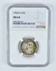 MS64 1964-D Washington Quarter NGC - Golden End of Roll Tone *4997