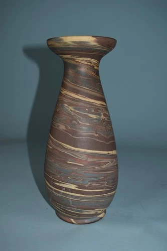 Niloak Mission Swirl Vase 12" tall Blue and White label late teens or early 20s