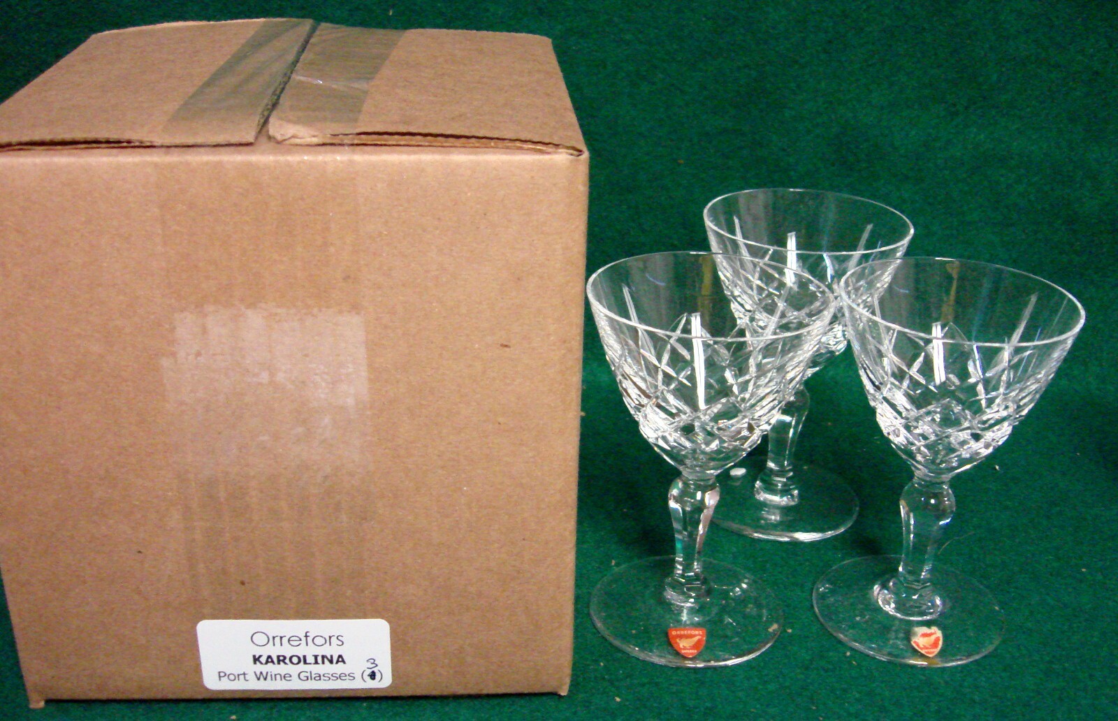 Orrefors KAROLINA Port Wine Glasses SET of THREE More Available MINT IN