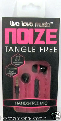 NEW! Live. Love. Music. NOIZE earbuds w/ Mic PINK earphones headphones HTF