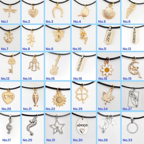 Charm Pendants Cord Necklace Mens Ladies Womens Boys Girls Costume Jewellery 2 - Picture 2 of 36