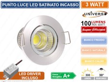 FARO FARETTO LED PUNTO LUCE ROTONDO COLORE ACCIAIO SATINATO INCASSO 3W 3000K 400