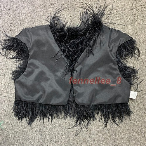 Womens 100% Real Ostrich Feather Fur Shawl Shrug Small Vest Wedding Party Bolero - Picture 6 of 32
