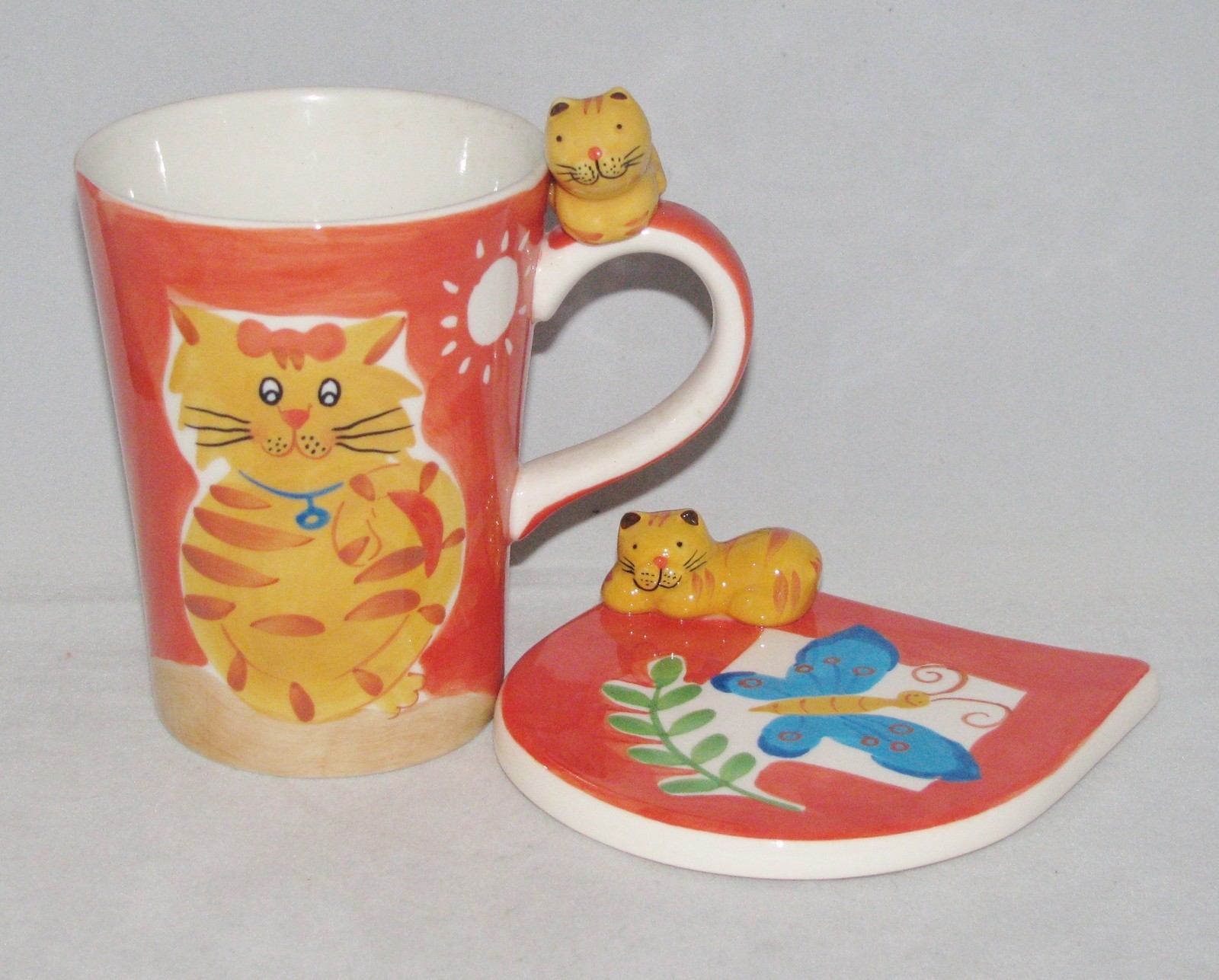Hues N Brews Ceramic Tea or Coffee Mug & Coaster Set TABBY CAT eBay