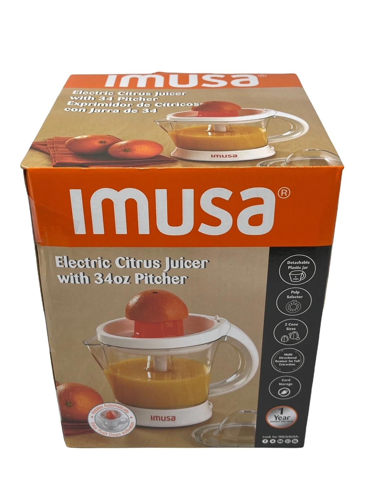 New IMUSA Electric Citrus Juicer with 34 oz Pitcher