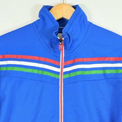 Adidas Blue Three Stripe Italy Flag Color Zip Track Jacket Coat