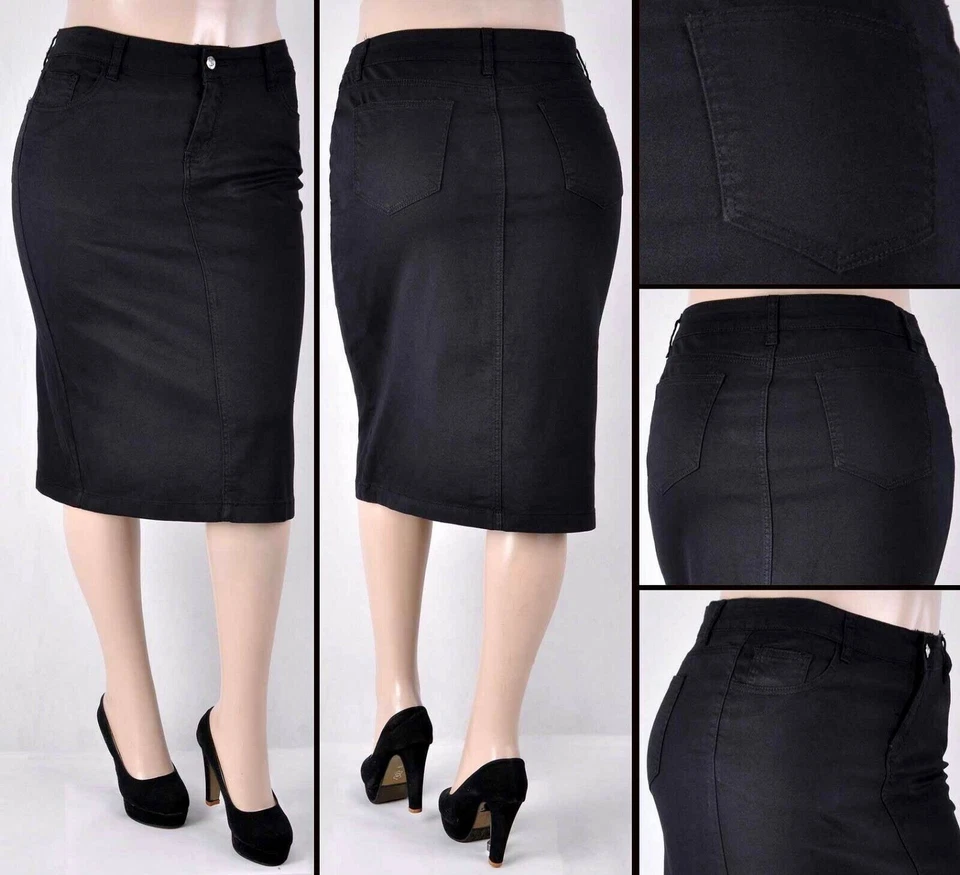 Falda vaquera Jack David para mujer talla grande elástica desgastada y casual   Foto 3 de 4