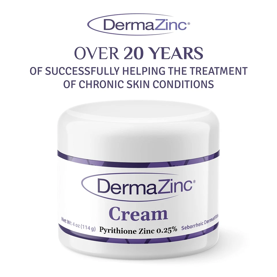Dermazinc Cream with Zinc Pyrithione 0.25 适用于湿疹牛皮癣头皮屑 4 盎司 — 第 2/4 张图片
