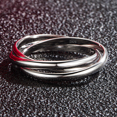 925 Sterling Silver Ring Triple Interlocked Ring Size 5 6 7 8 9 10 11 for Unisex