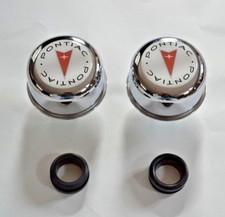 Chrome Valve Cover Breathers Grommets Pontiac Symbol White Logo New 4pc Set